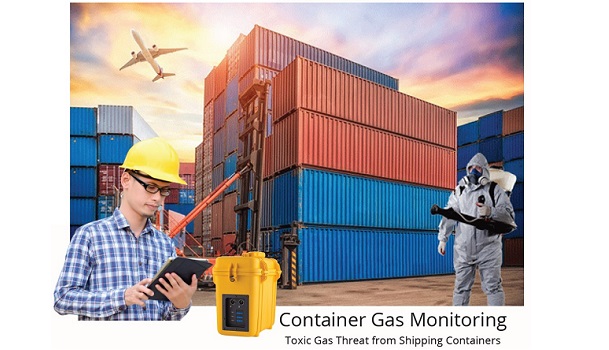 使用FTIR 多種成分氣體檢測儀，檢測貨櫃箱薰蒸危險氣體
